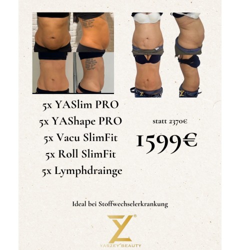 Pakket 4 - Ideaal bij stofwisselingsziekten - (5x) YASlim Pro, YAShape Pro, Vacu SlimFit, Roll SlimFit, Lymfedrainage